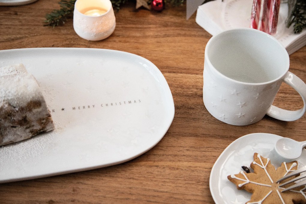 Ovális porcelán tányér MERRY CHRISTMAS