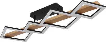 Globo 67288D2 Mennyezeti lámpa fém fekete matt, MDF fa sötét, ABS fekete matt, műanyag fehér, HxSzxM: 920x300x130mm, kis négyzetek 16 x 16 cm, nagy négyzetek 22 x 22 cm, LED 35W 230V, 3700lm forrás, 18800 kimenő, 3000K