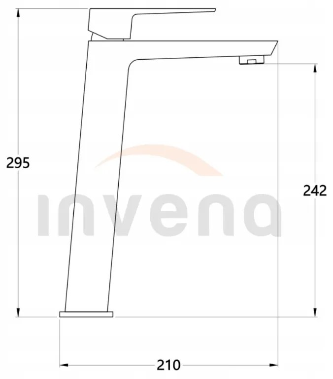 Invena Paros, magas mosdócsaptelep, fekete matt, INV-BU-09-W04-A