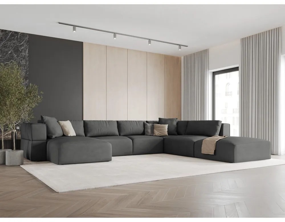 Sötétszürke sarokkanapé (jobb oldali-"U" alakú) Esther – Milo Casa