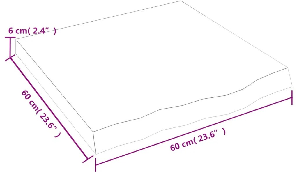 sötétbarna kezelt tömör tölgyfa fali polc 60x60x(2-6) cm