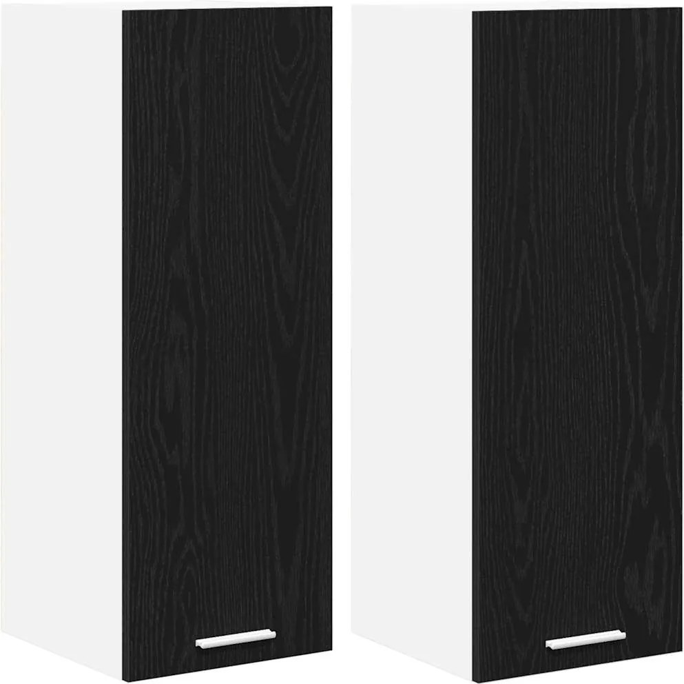 vidaXL Függő szekrény 2 pcs Fekete tölgy és fehér 30 x 31 x 80 cm