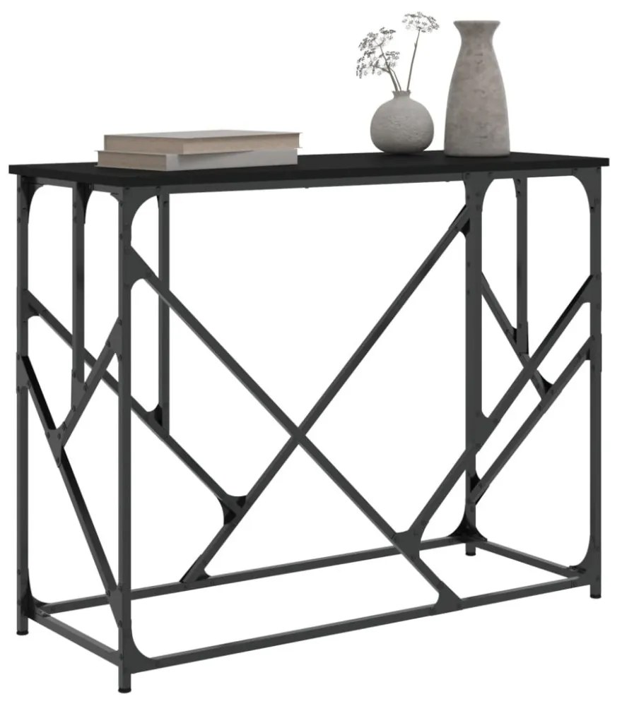 fekete szerelt fa tálalóasztal 100x40x80 cm