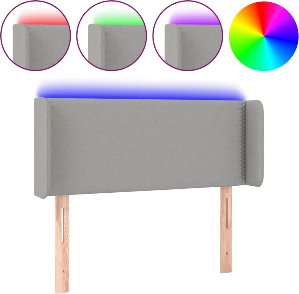 vidaXL világosszürke szövet LED-es fejtámla 93 x 16 x 78/88 cm