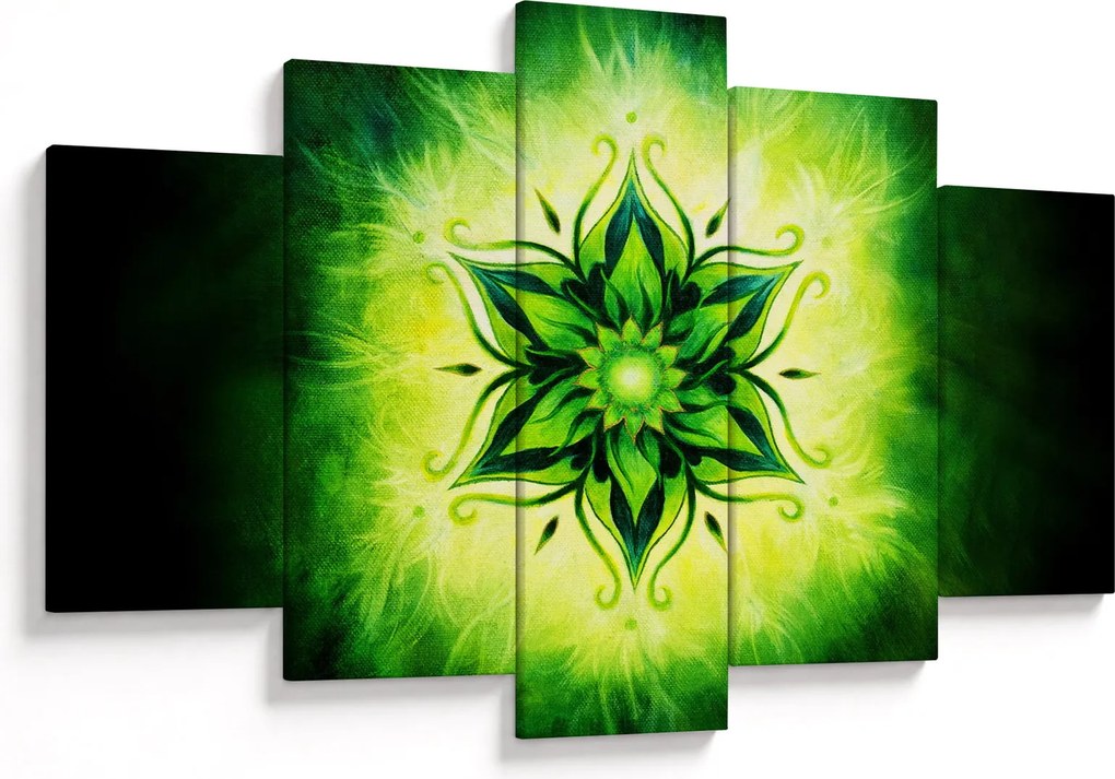 Kép - Virág mandala zöld háttérrel (150x105 cm)