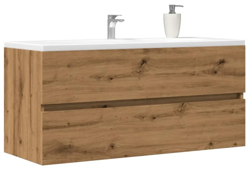 kézműves tölgy színű szerelt fa mosdószekrény 100 x 38,5 x 45cm