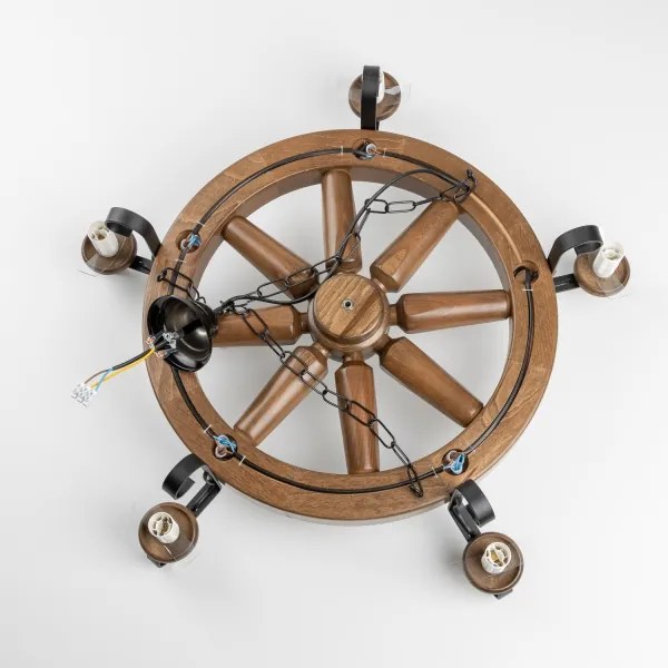 Brilagi - Láncos csillár ROATA 5xE14/40W/230V átm. 70 cm bükk/dió