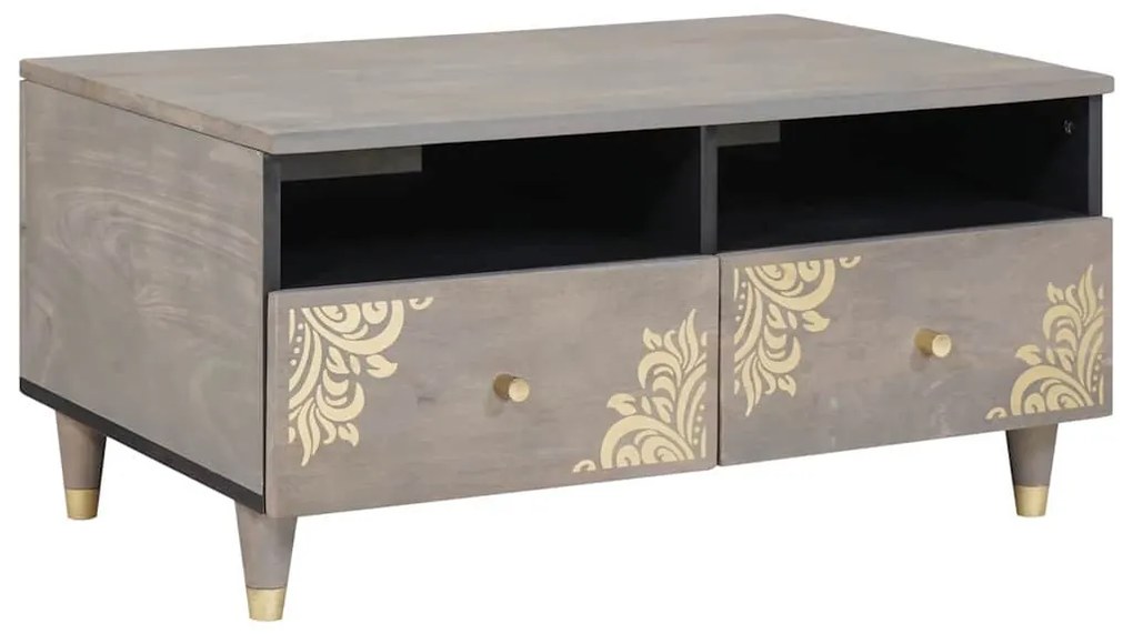 Dohányzóasztal with Drawer Szürke 80 x 54 x 40 cm tömör mangófa