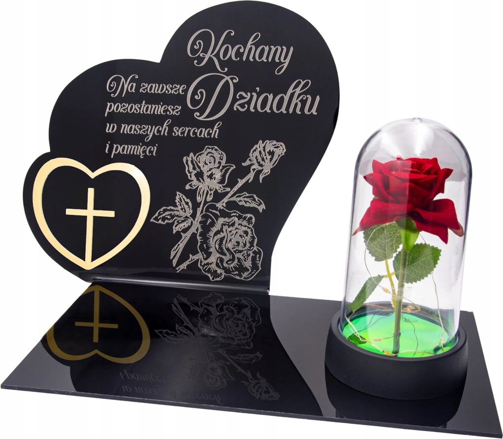 Dekoráció sírra Gravírozott Gyertyatartó alátét temetőbe Rózsa Nagyapának