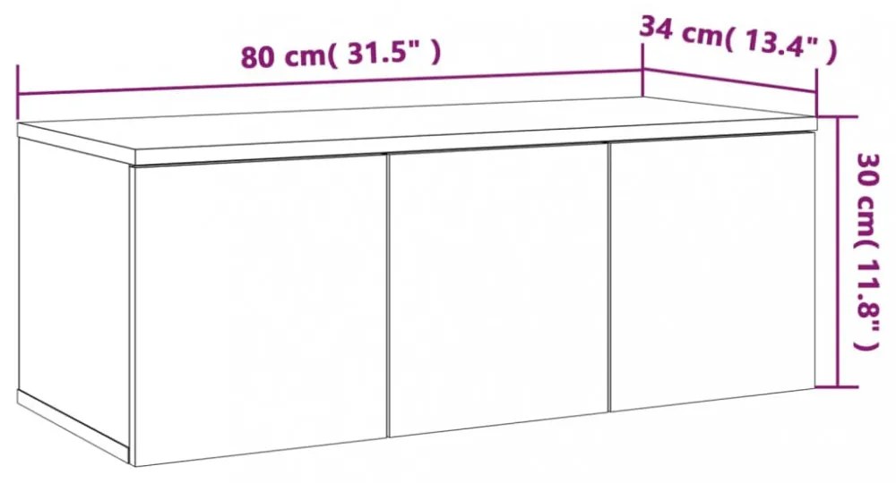 szürke sonoma színű szerelt fa TV-szekrény 80x34x30 cm