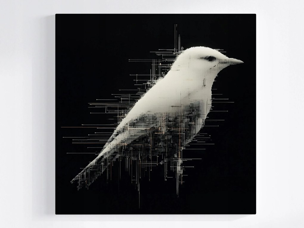 Poszter Grafika Digital Pixel Glitch Art Madár B&amp;w 80x80