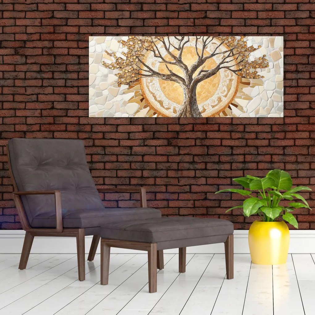 Kép – Arany életfa mozaikban (120x50 cm)