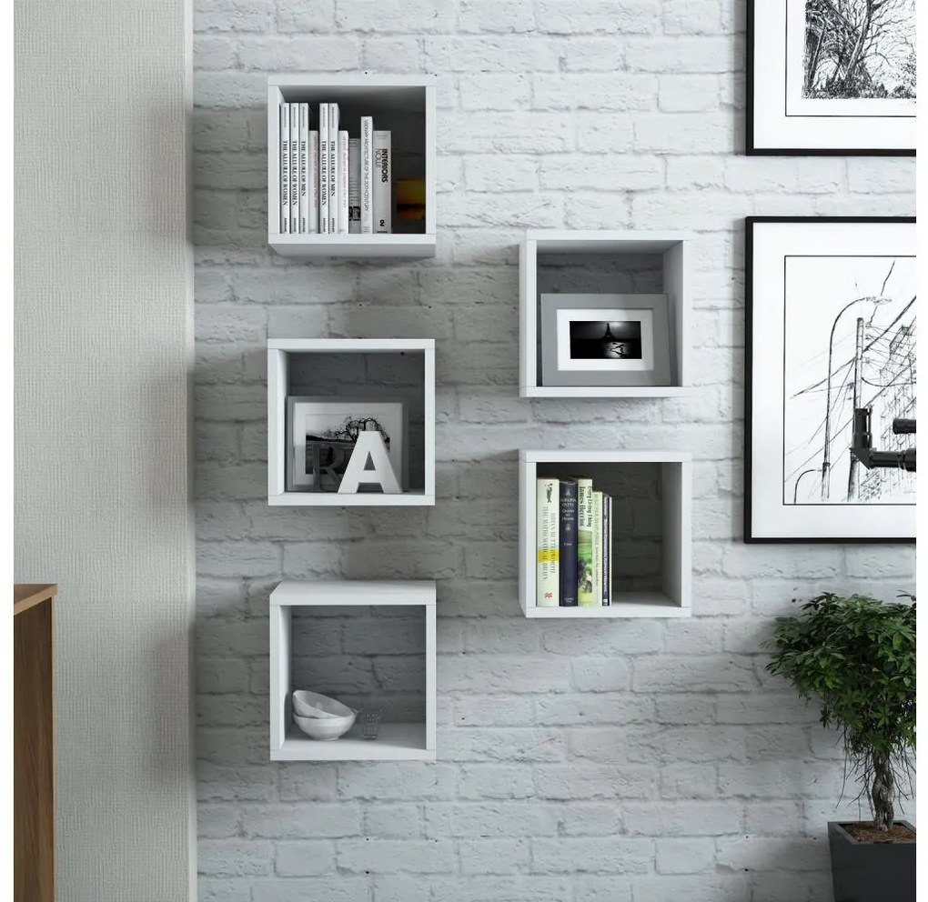 KÉSZLET 5x Fali polc BOX fehér