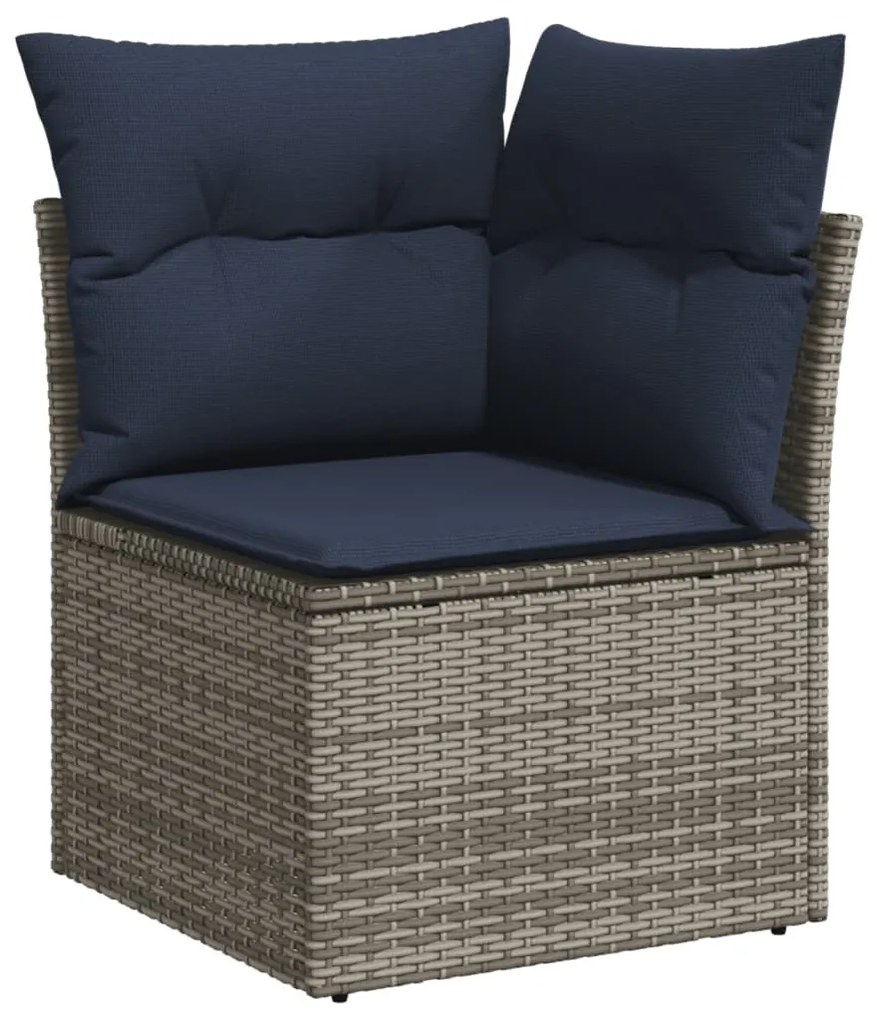 10 részes szürke polyrattan kerti ülőgarnitúra párnával