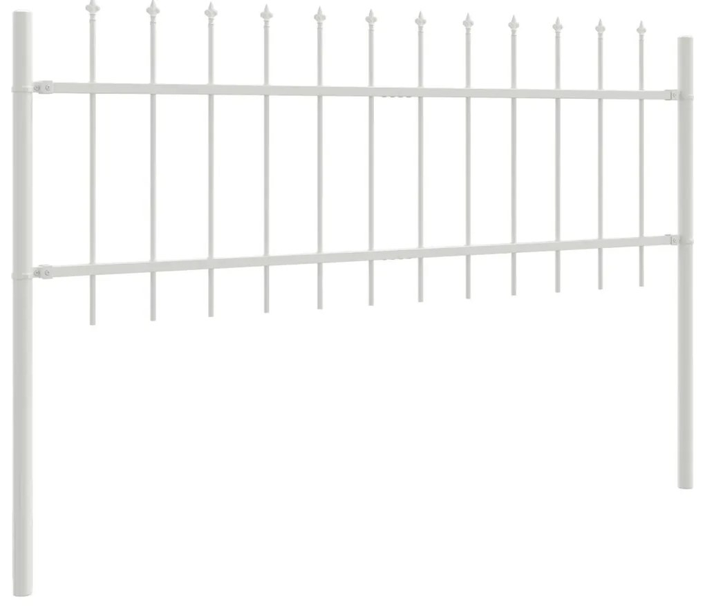 Kerti kerítés lándzsás tetejű, fehér, 10,2 x 0,6 m, acél