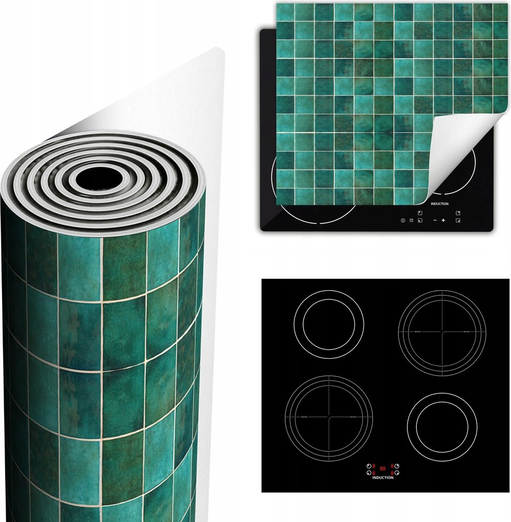 Tűzhelyvédő Szőnyeg Több Helyet Biztosít 60x52 zöld mozaik