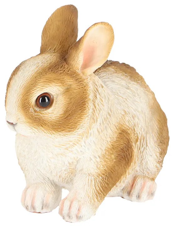 Törpenyúl polyresin szobor, tarka, kültéri és beltéri dekorációs kiegészítő