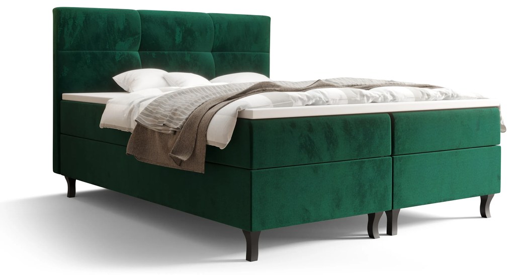 Franciaágy Boxspring 180 cm Lumba (oliva) (matraccal és tárolóhellyel). 1046690