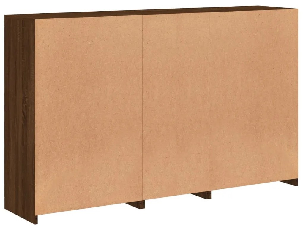 barna tölgy színű tálalószekrény LED-ekkel 162 x 37 x 100 cm
