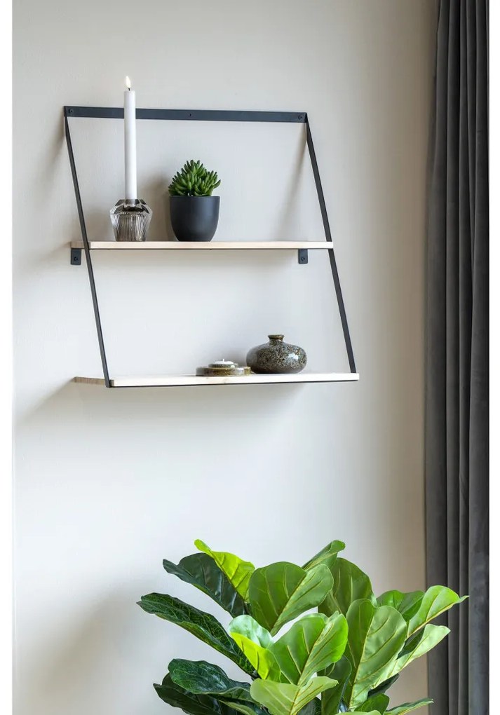 Bern fali polc, acél, fenyőfa 50x21x52 cm