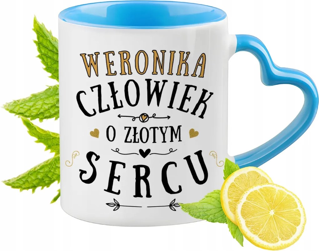 Veronika Kék Bögre Szív Alakú Füllel Kávé Ajándék