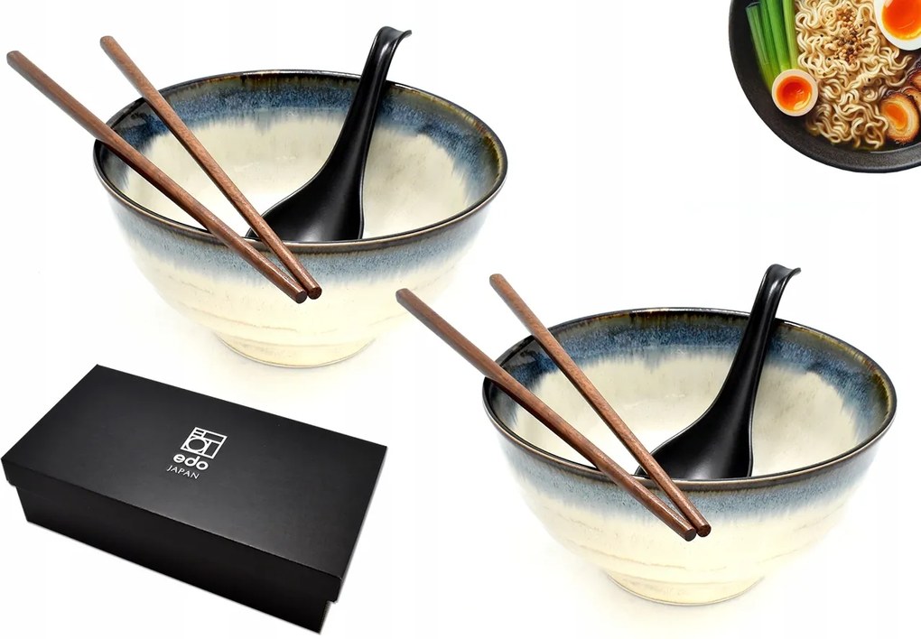 2 db-os tál szett kanállal és pálcikákkal Udon Aurora 800ml Box