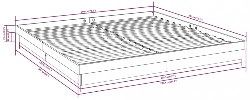 tömör fa ágykeret matrac nélkül 200 x 200 cm
