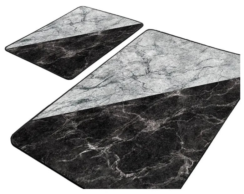 Fekete-fehér fürdőszobai kilépő szett 2 db-os 60x100 cm – Mila Home