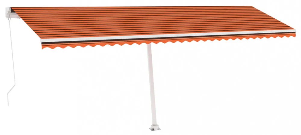 narancs és barna kézzel kihúzható LED-es napellenző 600x300 cm