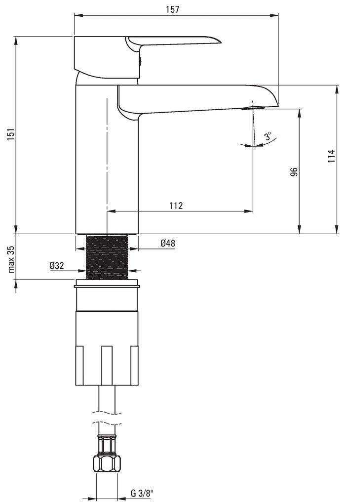 Deante Corio, mosdócsap ECO levegőztetővel 4,5 l / perc, króm, BFCE020M