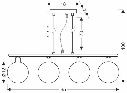 SOMUL kábeles függőlámpa 4xG9/20W/230V füstfekete