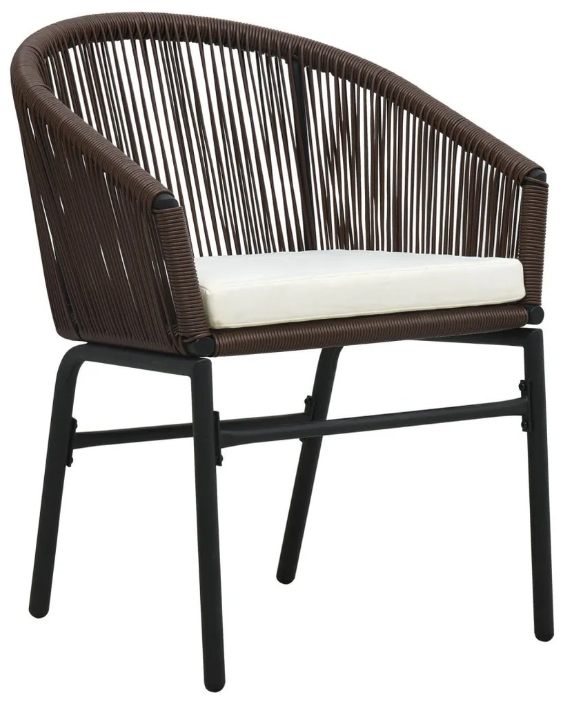 10 részes kerti étkezőszett párnákkal Barna Poli Rattan, Bővíthető kerti asztal Antracit (140-210)x90x73 cm Acél