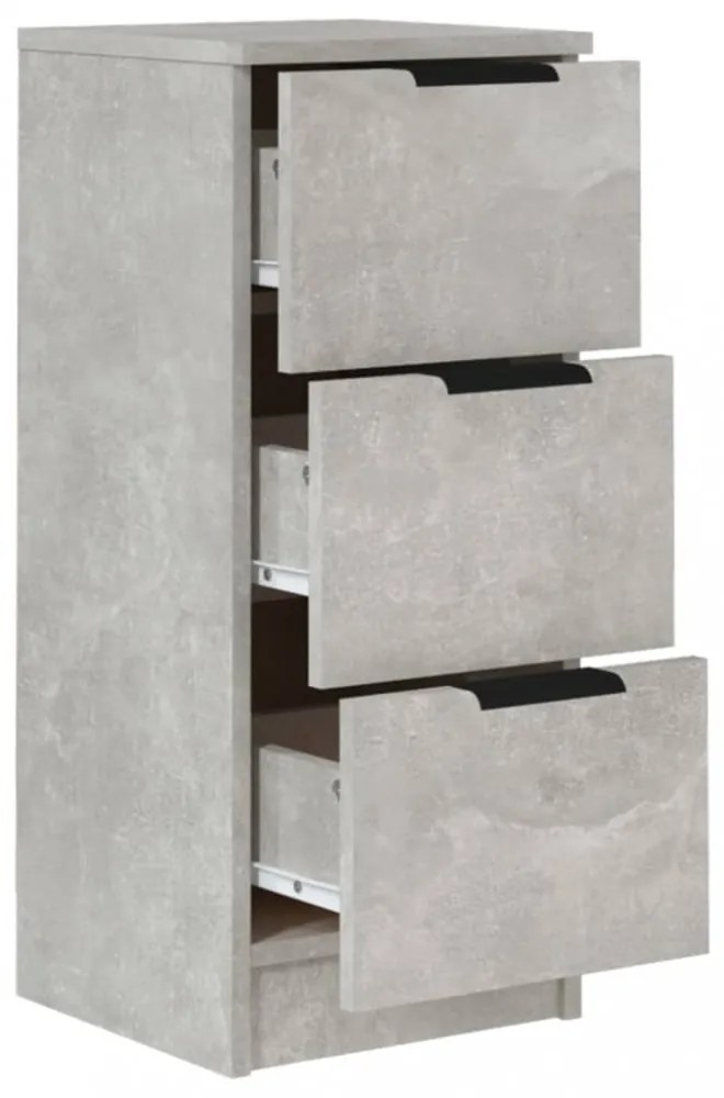 2 db betonszürke szerelt fa tálalóasztal 30 x 30 x 70 cm