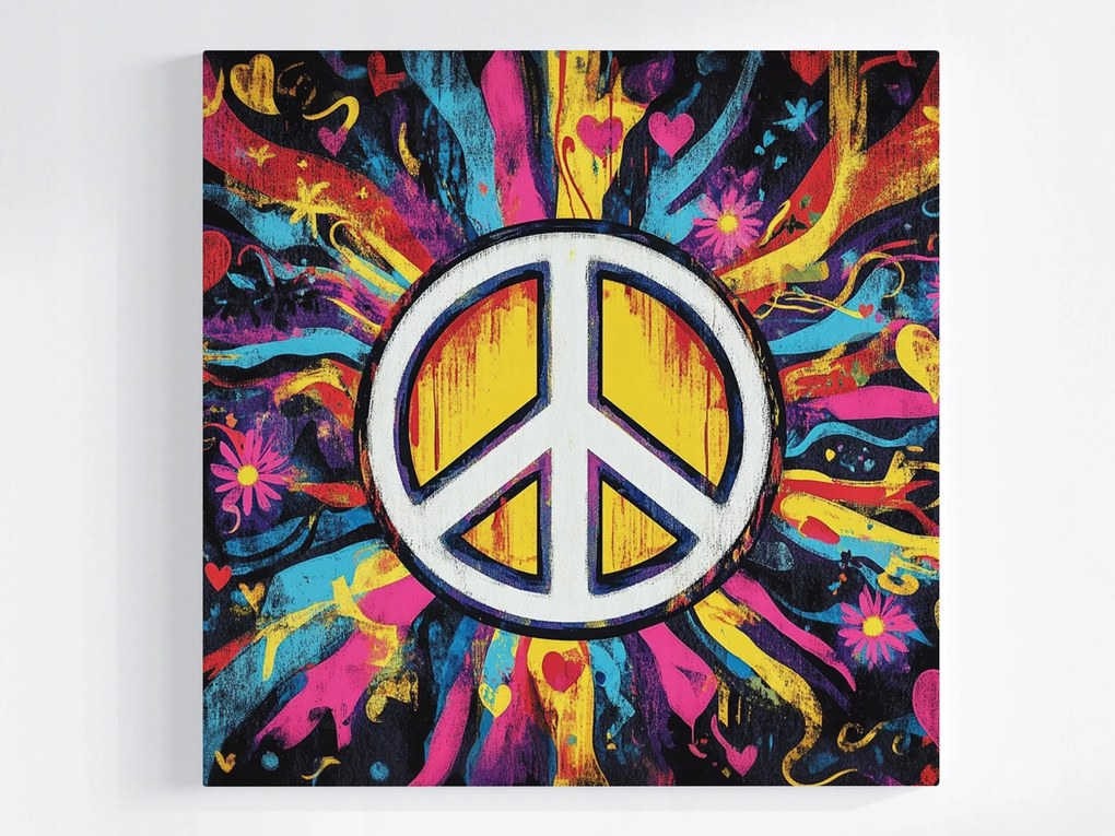 Canvas Graffiti Vászonkép Peace Csendes-óceán Hippie Boho 80x80