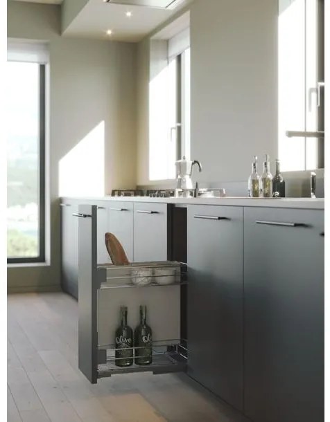 Konyhai fémrács, 450mm, fenéklapra szerelhető, ezüst szürke, teljes kihúzás, csillapított záródás, rejtett fióksín, 2 kosár, textílzsákkal SIGE, Green...