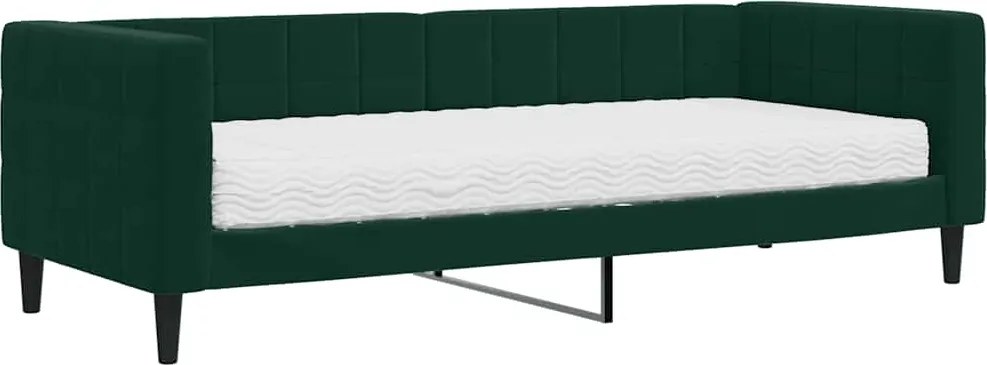 vidaXL sötétzöld bársony heverő matraccal 80 x 200 cm