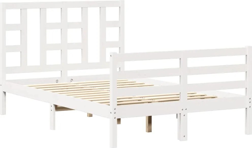 vidaXL fehér tömör fa ágykeret fejtámlával 120 x 200 cm
