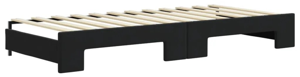 fekete kihúzható bársony heverő matraccal 90 x 200 cm