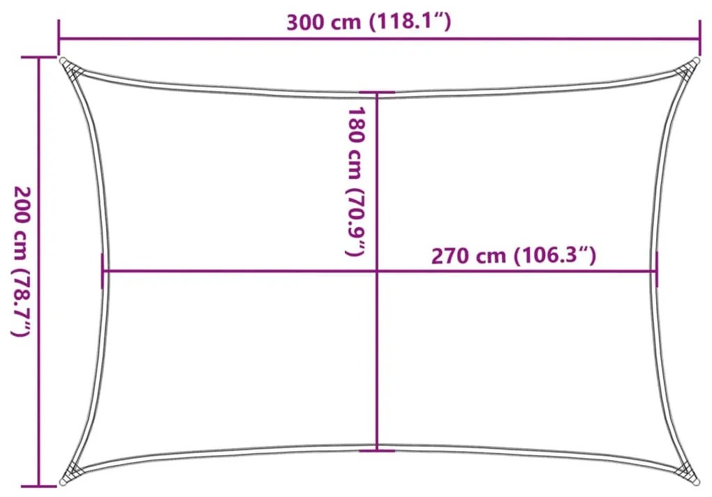 világoszöld HDPE napvitorla 160 g/m² 2 x 3 m