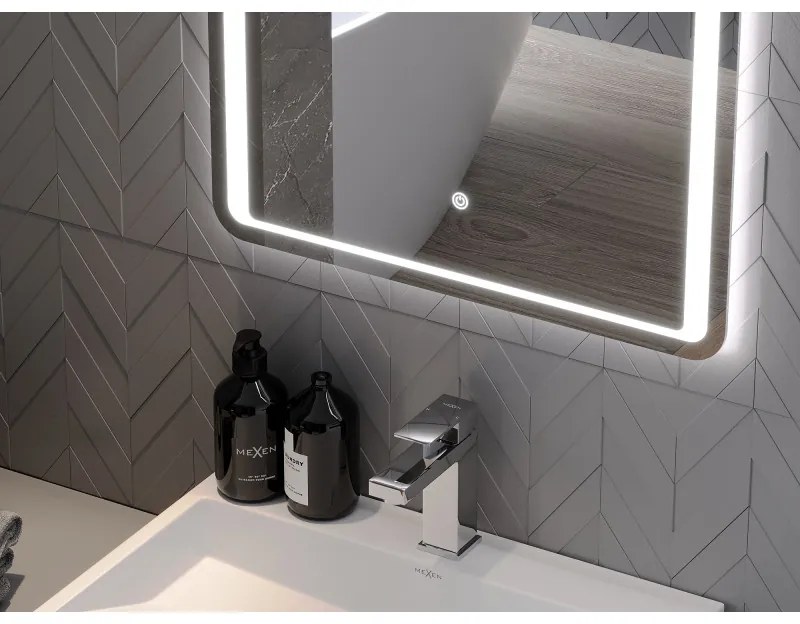 Mexen Zusa, LED fürdõszobai tükör háttérvilágítással 120x80 cm, 6000K, páramentes, 9808-120-080-611-00