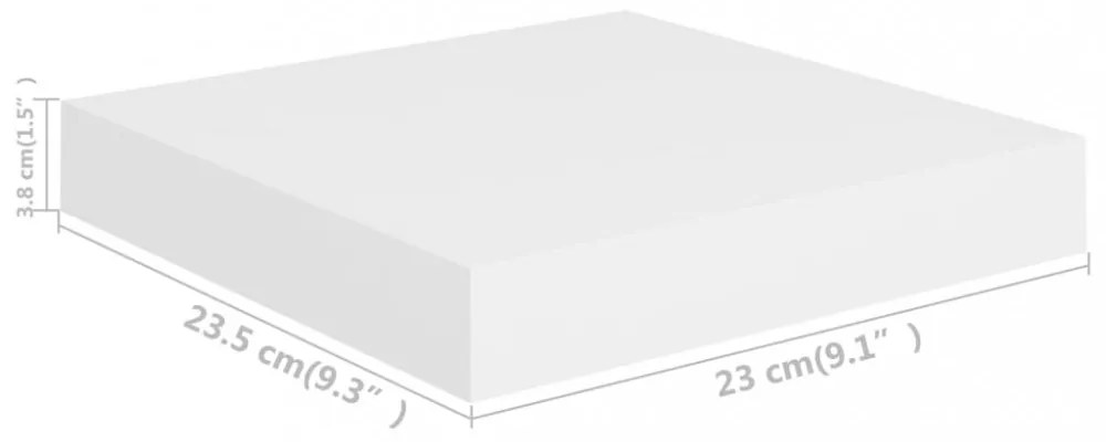2 db fehér MDF lebegő fali polc 23 x 23,5 x 3,8 cm