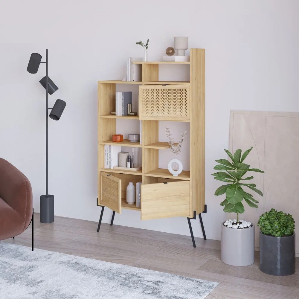 Natúr színű könyvespolc tölgyfa dekorral 95x170 cm Ecrin – Marckeric