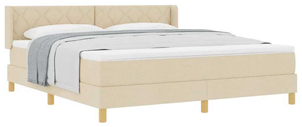 Boxspring ágy matraccal krém szövetben, 180x200 cm