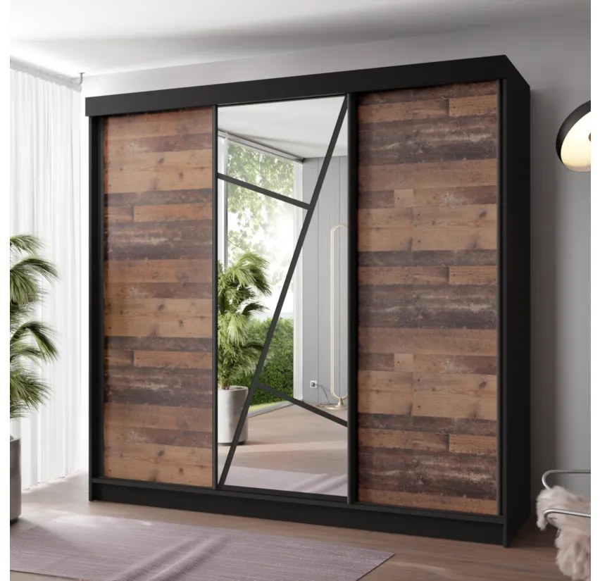 VENADA 2 ruhásszekrény, 200x205x59, fehér/old style