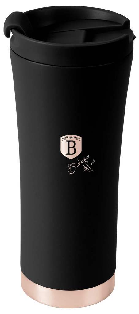Rozsdamentes acél kávés termosz 500 ml matt fekete rose gold Black Rose Collection
