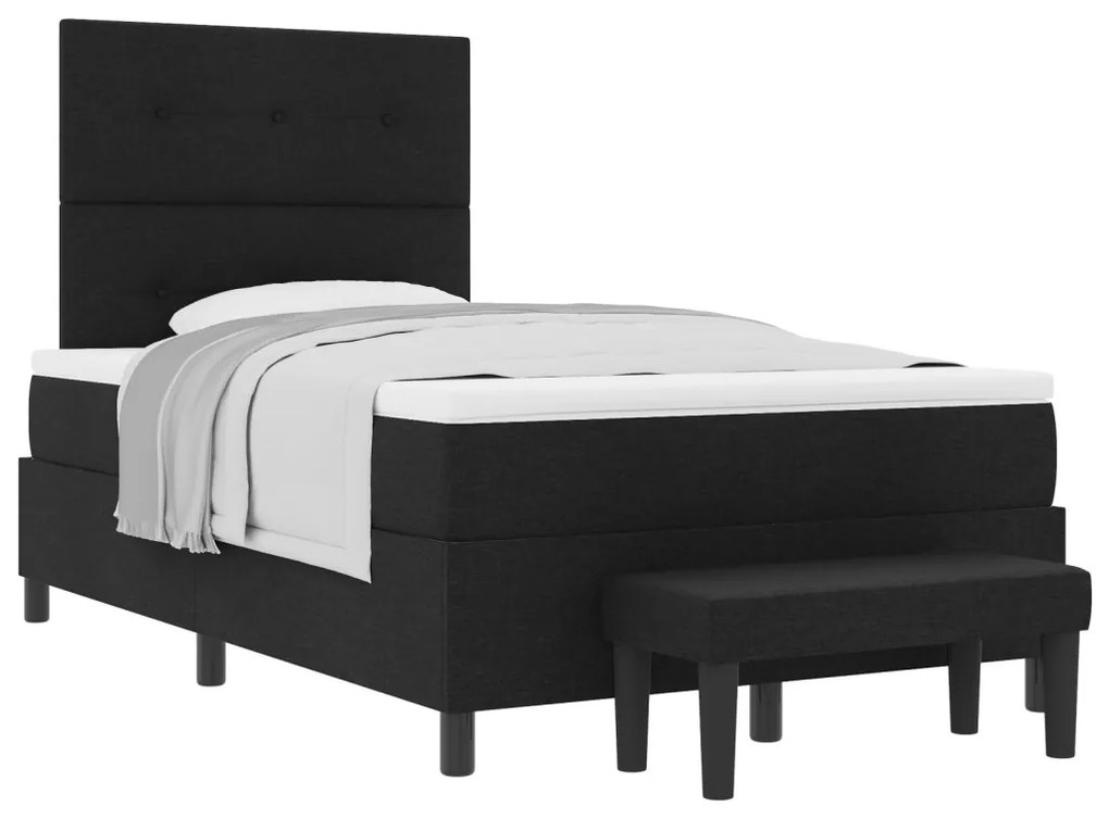 vidaXL Boxrugós ágy matracmal Fekete 120 x 190 cm szövet &amp; Faanyag