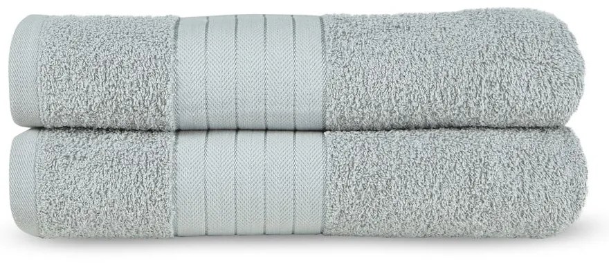 Világosszürke frottír pamut fürdőlepedő szett 2 db-os 70x140 cm – Good Morning