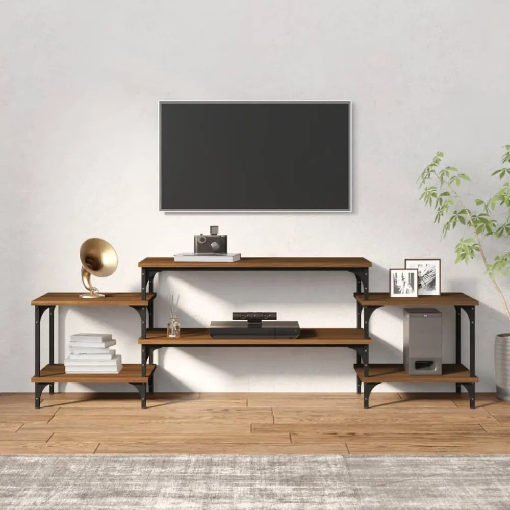 barna tölgyszínű szerelt fa TV-szekrény 157x35x52 cm