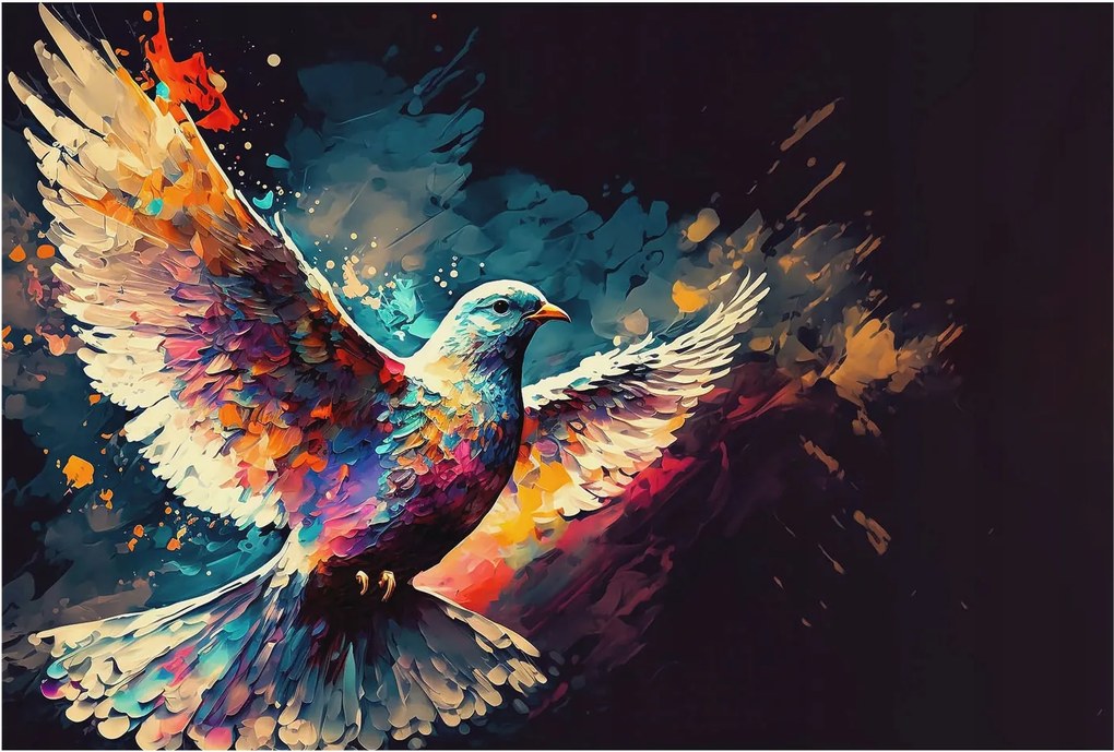 Dekoratív Fotótapéta Hálószobába Színes madár 104x70 Ragasztó