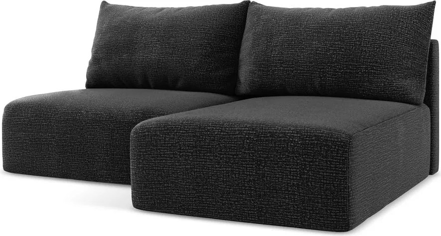 Fekete kinyitható-tárolóhelyes sarokkanapé (jobb oldali) Kalena – Makamii